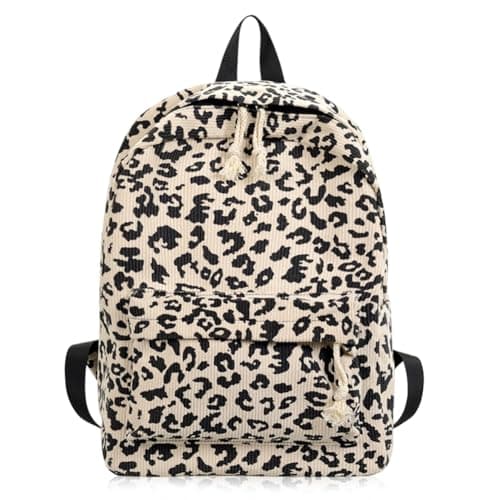 Image of PLNVNVP Leopard Print Student Backpack,Leopard Pattern Schoolbag,Large Capacity Students Bookbag,Casual Schoolbag,Adjustable Strap-30× 15×40cm