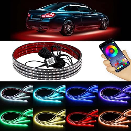 Image of GDICONIC 4x RGB LED Under Car Tube Strip Underglow body Neon Light Kit Phone App Control RGB LED Strips Bluetooth Car Atmosphere Lights
