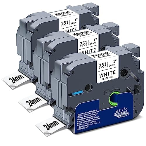 Image of 3X XemaX 24mm Label Tape Replacement for Brother Tze-251 Aze251 TZe251 TZ251 TZe Laminated Tape Black on White Compatible for Brother Labeller PT-D600VP PT-H500 PT-2730 PT-P700 PT-P750W PT-E550WVP
