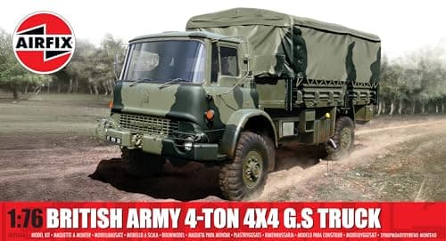 Image of AIRFIX - Model Set - A02326A British Army 4-ton 4 x 4 G.S Truck Model Building Kit - Plastic Motor Vehicle Building Kit for Adults & Children 8+, Set Includes Sprues & Decals - 1:76 Scale