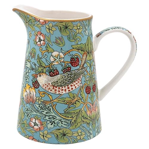 Image of The Leonardo Collection William Morris Strawberry Thief Jug 500ml for Kitchen & Home | Beautiful Fine China Tableware for Decoration | Durable and Practical Cream, Milk Or Water Jug for Daily Use