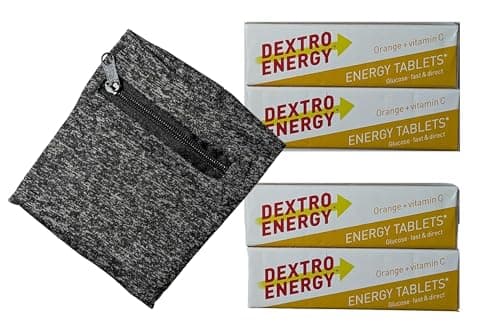 Image of VAgooddeals 4x Dextro Orange Flavour Energy Tablets – Fast-Absorbing Glucose for Instant Energy – Bundled Lightweight Wrist Running Pouch