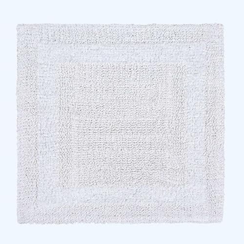 Image of HOMESCAPES Small Bath Mat, Luxury 1600gsm Extra Soft 100% Cotton, Reversible Bathroom Mats Non-Slip, Washable, Super Absorbent, Quick-Dry White Bathroom Rug 50x50 cm Square