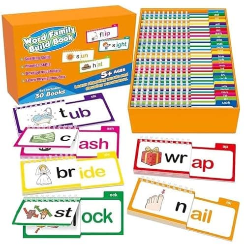 Image of Reading and Rhyming Book - Reading and Rhyme - Books | Activity Word Family Build Notebook | Sight Words Flash Cards Nursery | Phonics Letter Sounds Sight on Educational Games for Children