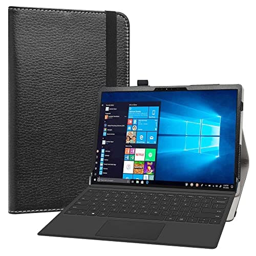 Image of LiuShan Compatible with Dell Latitude 7320 Case,PU Leather Slim Folding Stand Cover for 13" Dell Latitude 7320 Detachable Tablet (Not Fit Other Tablet),Black