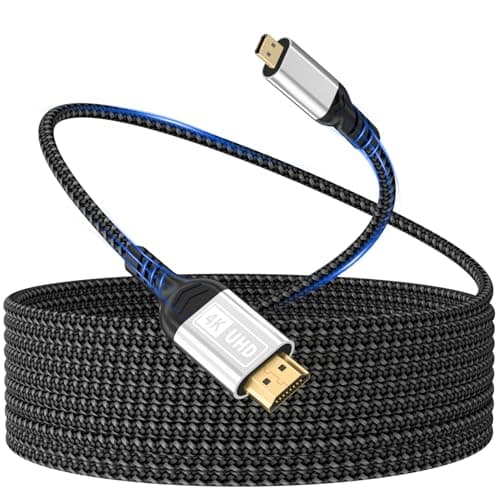 Image of woednx Micro HDMI to HDMI,3m Cable 4K@60Hz Micro HDMI 2.0 Cable,3D HDR,ARC,Micro HDMI to HDMI Compatible with Raspberry Pi 5/4,Cameras A6300 A6400,GoPro Hero 9/8/7/6,Yoga,ODROID TV,Laptops,Monitors