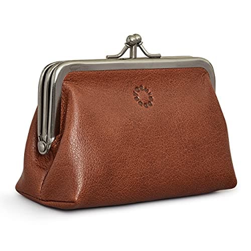 Image of Genuine Leather Triple Frame Aubrey Purse by Yoshi (Brown)