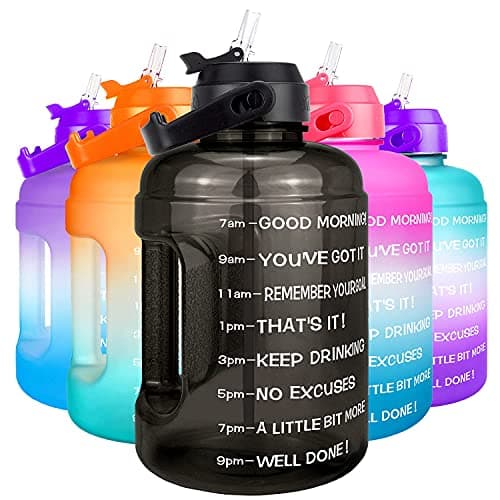 Image of BuildLife Motivational Water Bottle 2.2L - Large Capacity Water Jug with Straw & Time Marker & BPA Free Ensure Enough Water-Drinking Throughout The Day (Black, 2.2L)