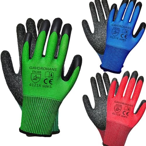 Image of GAVOROHANS 3 Pairs Gardening Gloves Superior Grip Work Gloves Durable Comfortable Breathable Multipurpose for Gardening Construction, Logistics,Warehousing,Landscaping (3Pairs Large)
