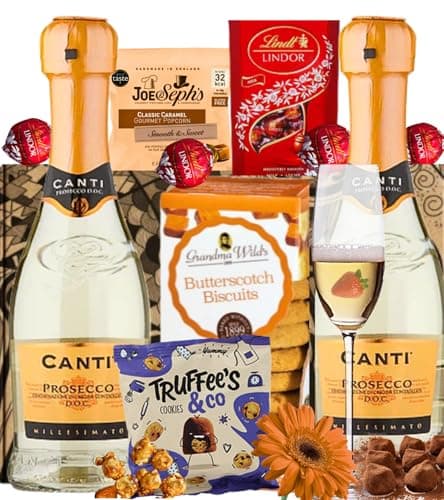 Image of Prosecco Chocolate Hamper Gift Set, Prosecco Gift Set for Women, Birthday Gifts for Women