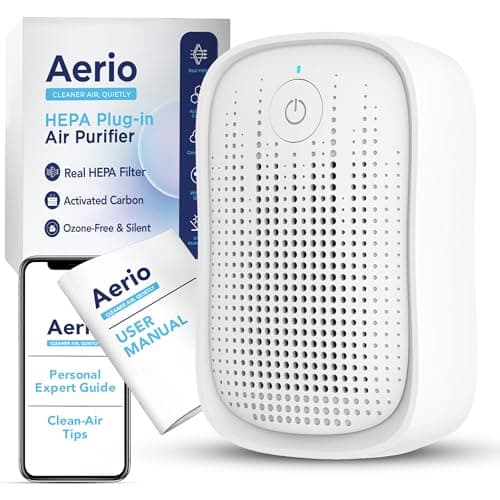 Image of Aerio HEPA Air Purifier For Home | Plug In Air Filter Home & Activated Carbon | Compact Air Purifier For Bedroom, Small Room, Hallway, Bathroom & Pet Area | 2 Modes: Quiet Night & Boost | 1 Pack