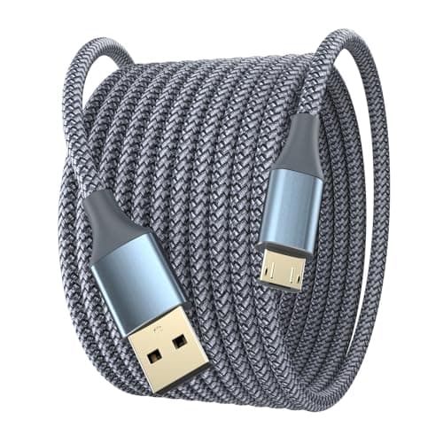 Image of Micro USB Cable 4M, PS4 Controller Charging Cable, Extra Long 15 Ft Cord Braided Charger Compatible for Kindle Android Phones and More MicroUSB Devices