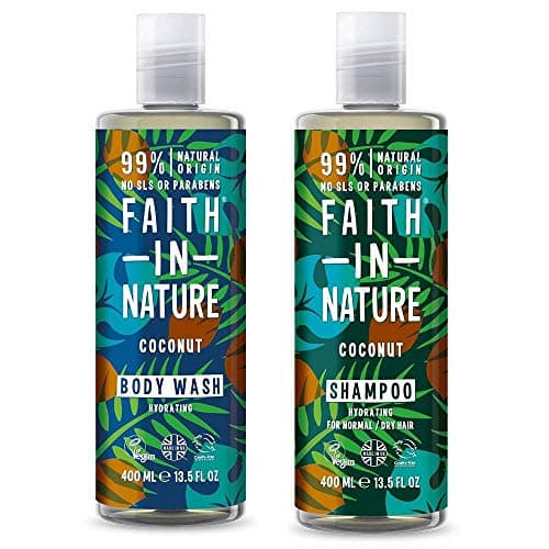 Image of Faith In Nature Coconut Shampoo 400ml and Body Wash 400ml Hair & Body Duo | Vegan Friendly | Cruelty Free | 99% Natural Fragrance | Free From SLS or Parabens