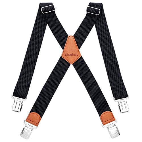 Image of HBselect Men's Braces for Trousers with Heavy Duty Metal Clips | Adjustable Elastic Work/Ski Suspenders | 3.5cm Wide Durable Braces for Men, Business & Casual Wear (One Size Fits All)