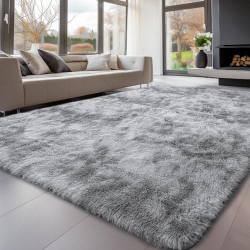 Image of Sour Lemon Rugs Living Room 160x230cm, Grey Area Rugs for Bedroom, Washable Anti Slip Extra Large Shaggy Soft Rug Fluffy Modern Floor Carpets Mat Beside Carpet for Kids Living Room