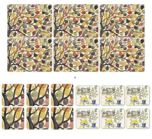 Image of Pimpernel - Dancing Branches, 6 Placemats + 6 Coasters + 6 Free Bonus Coasters