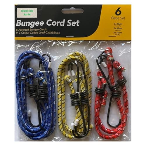 Image of 6 Pack Bungee Cord With Hook Heavy Duty Outdoor Tie Down Rope for Tarp, Cover, Canvas, Motorcycle and Cargo Caravan Camping RVs Trunks Luggage Racks Heavy Duty Bungee Cord