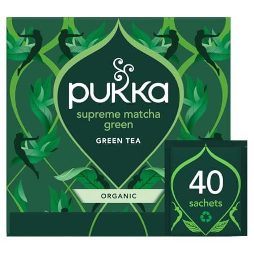 Image of Pukka Herbs | Supreme Matcha Green Organic Tea Bags Box [40 Tea Bags] | Energizing Tea With Matcha Powder | Ideal For Daily Vitality | 40 Tea Bags