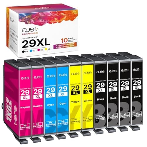 Image of ejet 29XL Ink Cartridge Compatible for Epson 29 XL Ink for Expression Home XP-342 XP-335 XP-235 XP-442 XP-352 XP-247 XP-255 XP-332 XP-345 XP-432 XP-435 (Black Cyan Magenta Yellow,10 Pack)