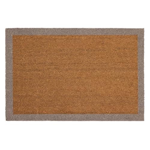 Image of My Mat Printed Coir Border Taupe Doormat, Perfect for Indoor and Outdoor Use, Large Welcome Mat for Front Door, Entryway and Patio 60x90cm
