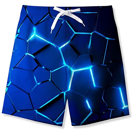 Image of Fanient Boy's 3D Blue Lava Crack Print Swim Trunk Kids Sports Wear Surfing Swim Shorts Beach Pants 12-13 Years