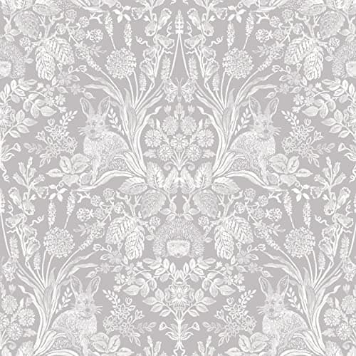 Image of Holden Decor Harlen Wallpaper Trees Flowers Hedgehogs Leaves Rabbits Damask