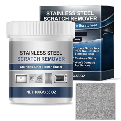 Image of Stainless Steel Scratch Remover Kit, Stainless Steel Clean Wax & Polish Paste,Multi-Purpose Metal Polish Rust Remover,Deep Cleaning Paste for Pan,Pot,Sink,Stovetop,Oven, Restores Shine,100g