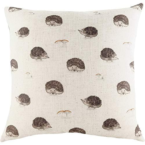 Image of Evans Lichfield Oakwood Hedgehogs Repeat Cushion Cover, Multi, 43 x 43cm