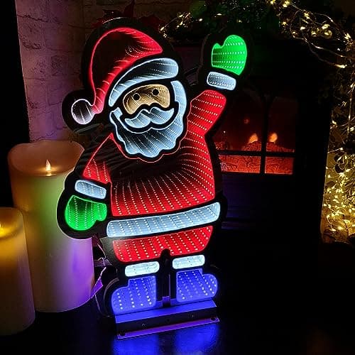 Image of Samuel ALEXANDER 56cm LED Infinity Christmas Light Standing Santa Decoration with Metal Base