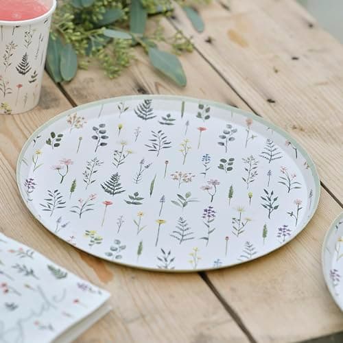 Image of Ginger Ray Floral Printed Team Bride Paper Plates Hen Party Tableware 8 Pack