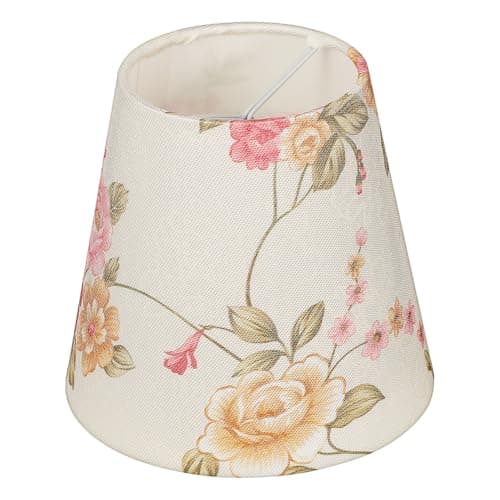 Image of NUOBESTY Fabric Floral Table Lamp Shade, Small Pastoral Flower Lampshade for Bedroom and Living Room, Household Fabric Light Shade for Desk and Floor Lamps