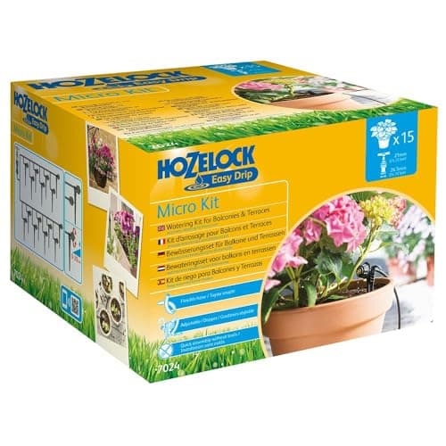 Image of HOZELOCK - Micro Irrigation Kit "Micro Kit" : Ideal for Watering Potted Plants and Hanging Baskets, Easy to Use, Supplied with 15m of Ø 4mm Hose and 15 Drippers for Precise Watering [7024 0000]