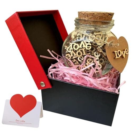 Image of Jar of Love Gift Jar,100PCS love to Give,Love Jar Wooden Cutout Letter Funny Valentine's Day Gifts for Women,Birthday Day,Holiday Gift to Friend,Valentine's Day Easter Gift, Christmas Gift for lovers