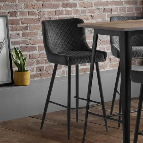 Image of Julian Bowen Luxe Velvet Bar Stool, Grey