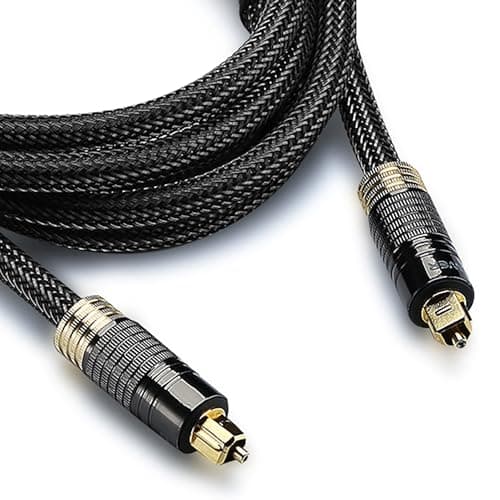 Image of FosPower Toslink Cable (3.0M/10FT), Optical Toslink Digital Audio Cable Cord (S/PDIF) - 24K Gold Plated | Braided Nylon Jacket | Metal Connectors