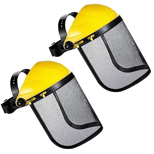 Image of Hestya 2 Pcs Safety Face Shield Adjustable Safety Helmet with Visor Chainsaw Helmet Strimmer Face Guard Face Protection Shield Forestry Hat for Gardening Logging Lawn (Yellow)