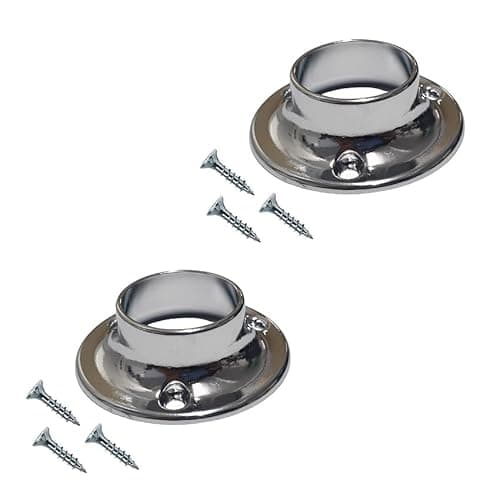 Image of TERF Polished Chrome Curtain Rod Holder Socket for Up to 19mm Diameter Curtain Rail - Pack of 2