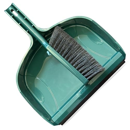 Image of G4GADGET Heavy Duty Jumbo Dustpan and Brush Set – Large Broom and Dustpan Set with Stiff Bristles – Long Handle Clip-On Pan – Indoor Outdoor Sweeping Brush for Home, Office, Garden