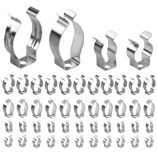 Image of 48PCS Spring Terry Clips, Heavy Duty Metal Tool Clips Wall Mounted for Secure Storage - Assorted Tool Holder for Organising Garage, Shed & Workshop, Robust Tidy for Brooms, Rakes & Pipes