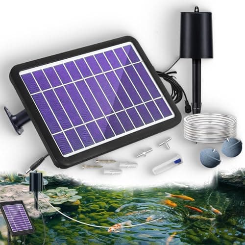 Image of RISINGUP Pond Aerator, Solar Pond Air Pump 3 Modes for Outdoor Fish Ponds Solar Oxygenator for Pond 2 Air Stone for Stock Tank Backyard Koi Hydroponic Aquariums