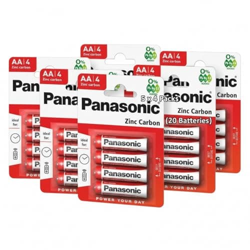 Image of MM Panasonicc AA Batteries 1.5V Zinc Carbon – 5 x 4 Packs (20 Batteries) | Reliable Long-Lasting Power for Everyday Devices | Value Bulk Pack Non-Rechargeable AA Cells