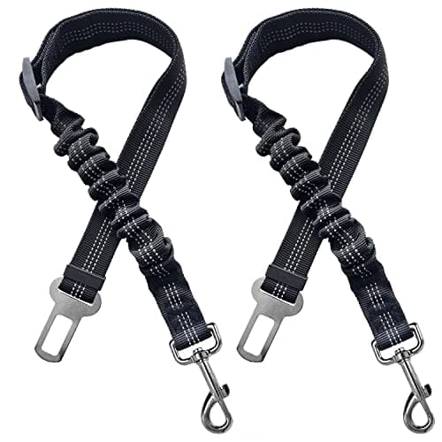Image of Xundefeng 2x Black Dog Seat Belts for Cars UK Dog Car Harness Seat Belt Dogs Seatbelt Clip Lead