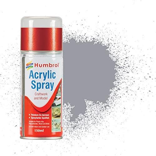 Image of Humbrol Matt Spray Paint - AD6064 No 64 Grey 150ml - Model Paints for Plastic Kits, Fast-Drying Modelling Paint for Crafting Surfaces Including Plastic, Fabric, Glass, Wood & Metal Models