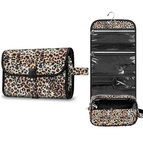 Image of Portable Toiletry Travel Wash Bag, FINPAC Large Water Resistant Hanging Makeup Organizer Cosmetic Storage Pouch Case for Women Girls, (Z-Leopard)
