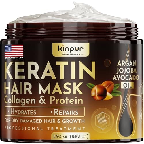 Image of Keratin Hair Mask for Dry, Damaged or Long Hair - Deep Conditioner Masque with Protein, Coconut, Jojoba & Avocado Oil – Collagen Treatment for Hair Growth & Hydration, Split Ends Repair, Color-Safe