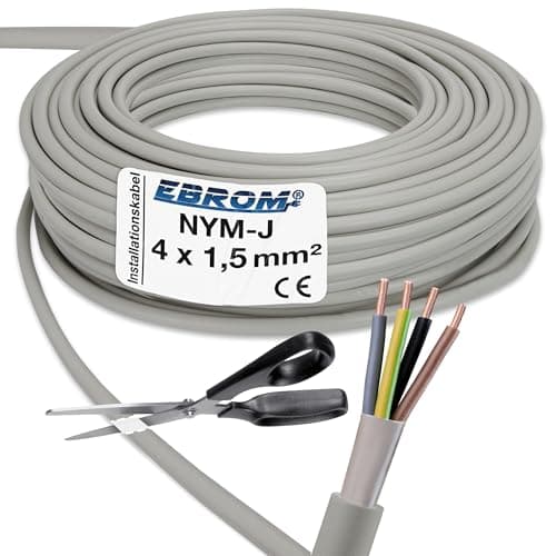 Image of NYM-J 4 x 1.5 mm2 Plastic Installation Cable Grey 10 m / 10 m / 25 m / 50 m Selectable