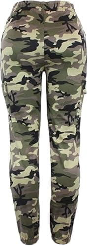 Image of Pretty Attitude Cargo Trousers Women, Ladies Cargo Combat Stretch Casual Trousers, Women’s Slim Fit Cargo Work Trousers Sport Joggers (UK, Numeric, 12, Regular, Regular, Khaki Camouflage)