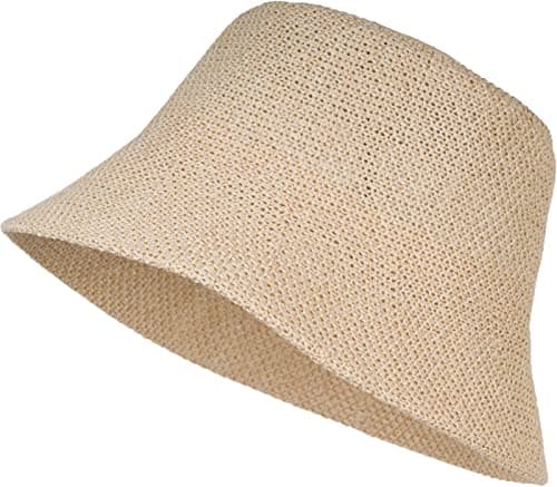 Image of styleBREAKER Ladies Fishing Hat Made of airy Woven Paper Straw, Foldable Crush hat, Sun hat, Bucket Hat 04025032, Beige
