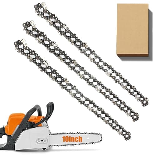 Image of 3 Pack Chainsaw Chain for 10 Inch (25cm) Bar, 40 Drive Links, 3/8" LP .050" Gauge, Replacement Chain fits for Bosch, Black & Decker, Makita, Ryobi and More Other Chainsaws