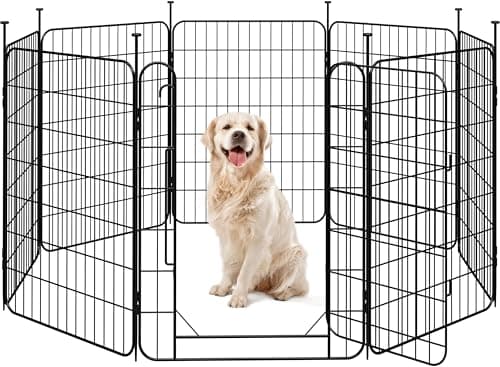 Image of Yaheetech Dog Pen 16 Panel 80 cm for Small/Medium Dogs, Foldable Puppy Playpen with Door, Metal Expandable Pet Exercise Fence for Indoor/Outdoor Use